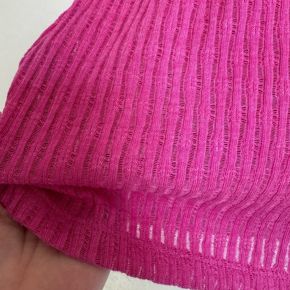 Anthropologie Pilcro Textured Rib Layering Tee Bright Pink Size Extra Small - Picture 4 of 6